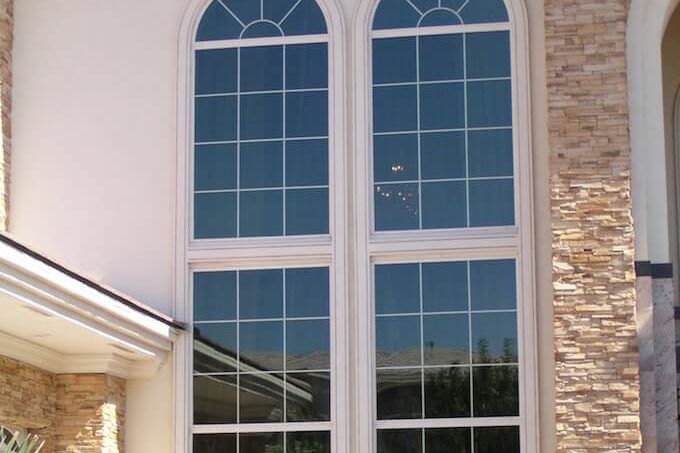 Tinted glass on a villa facade